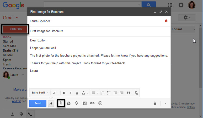 Create a new message in Gmail