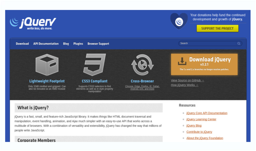 jQuery library for DOM manipulation using JavaScript